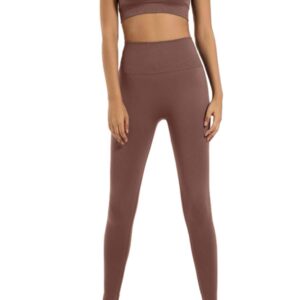 HAODIAN Women's Yoga Outfits 2 Piece High Waisted Leggings with Sports Bra Gym Clothes Sets(Brick Red,M)