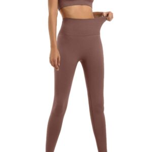 HAODIAN Women's Yoga Outfits 2 Piece High Waisted Leggings with Sports Bra Gym Clothes Sets(Brick Red,M)