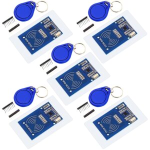 DaFuRui 5Pack RC522 RFID Module RF IC Card Sensor Module with S50 White Card and Key Ring RFID Sensor Compatible for Arduino