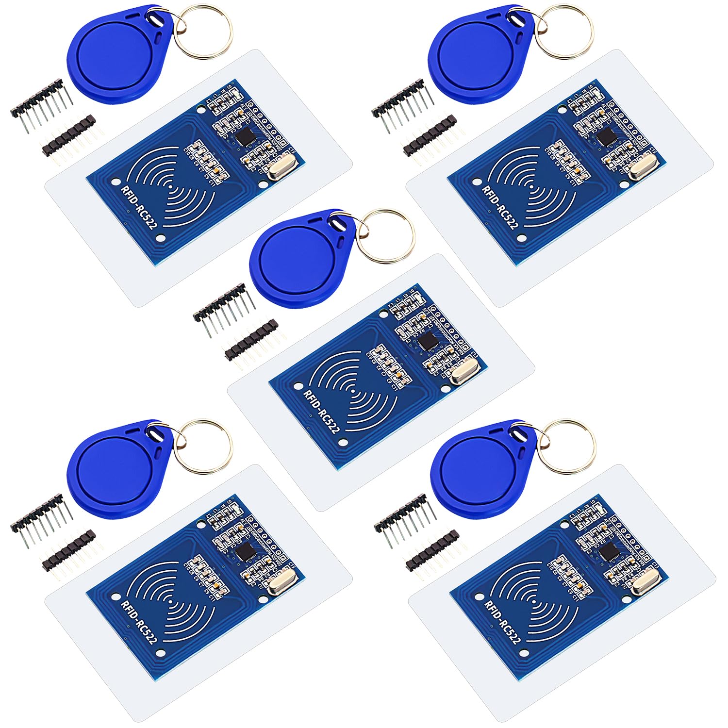 DaFuRui 5Pack RC522 RFID Module RF IC Card Sensor Module with S50 White Card and Key Ring RFID Sensor Compatible for Arduino