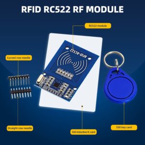 DaFuRui 5Pack RC522 RFID Module RF IC Card Sensor Module with S50 White Card and Key Ring RFID Sensor Compatible for Arduino