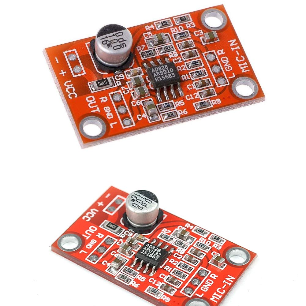 Acxico 3Pcs AD828 Stereo Dynamic Microphone Preamplifier Board Pickup Module DC 3.8V-15V MIC Preamp Module