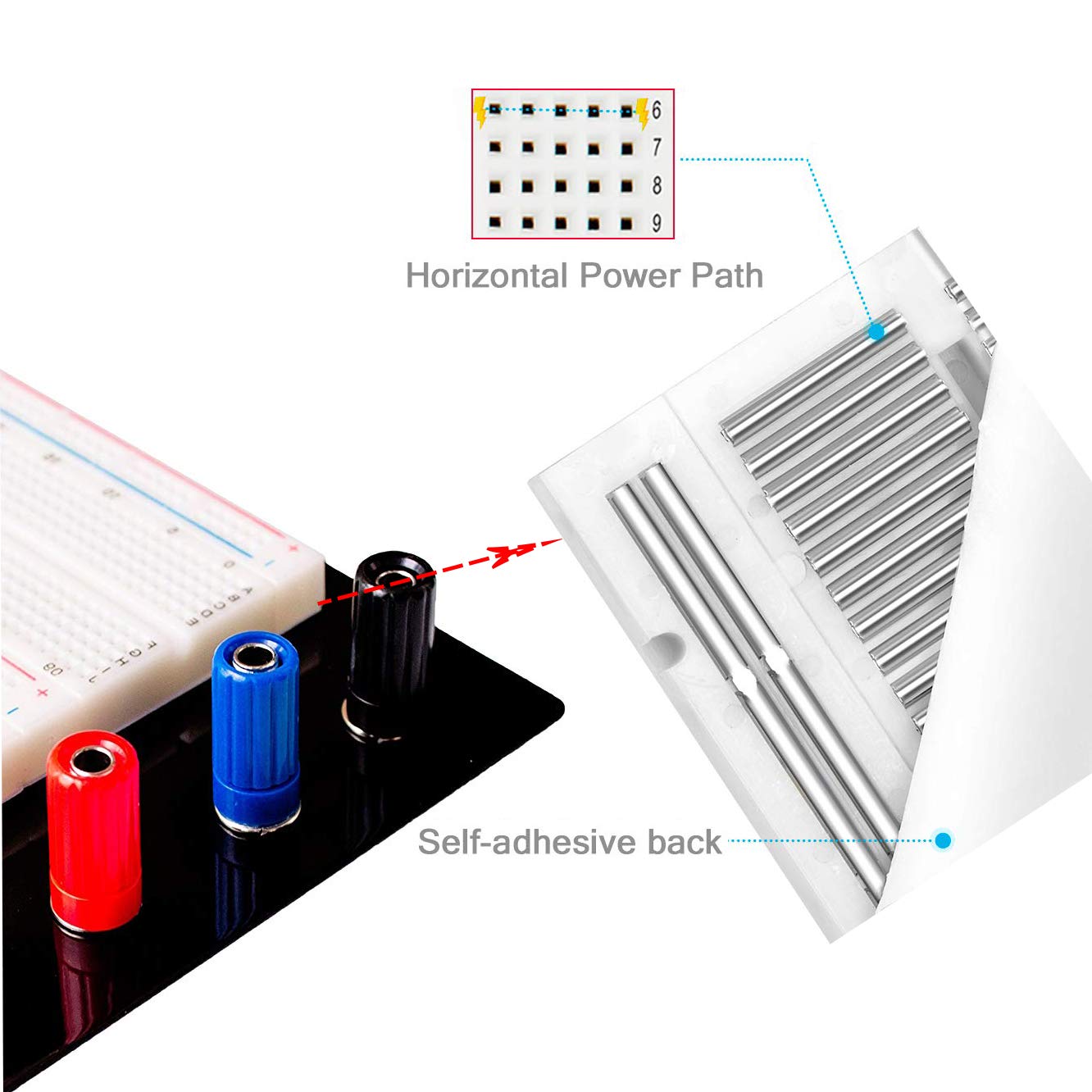 DaFuRui 1660 Tie-Points Solderless Breadboard Large Breadboard with Aluminum Back Plate for Arduino