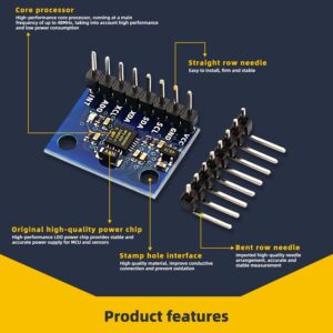 DaFuRui 5Pack GY-521 MPU-6050 Module 6 DOF 3 Axis Accelerometer Gyroscope Sensor Module 16 Bit AD Converter Data Output IIC I2C Compatible for Arduino