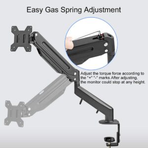 Suptek Monitor Mount Gas Spring Monitor Arm Desk Mount Fully Adjustable Fits 17 20 22 23 24 26 27 inch Monitors Weight Capacity up to 13.2 lbs