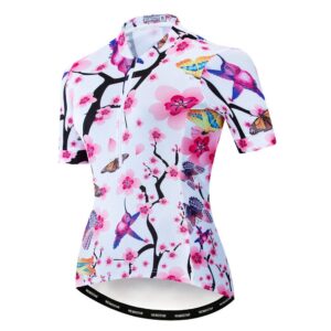 JPOJPO Women's Cycling Jersey Short Sleeve Bike Shirt Half Zipper Road Bicycle Biking Tops CF3