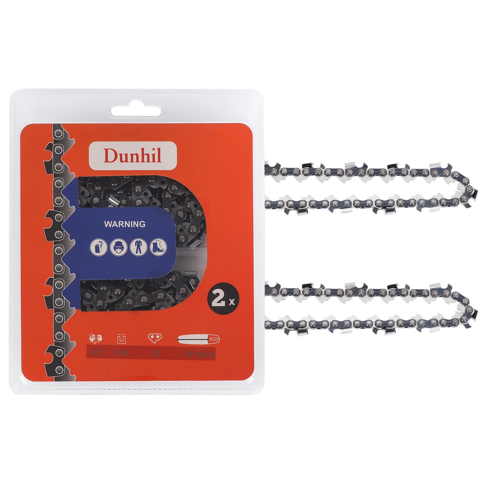 Dunhil Pack of 2 18 inch Chainsaw Chains .325 Inch Gauge .050 Inch Pitch 72 Drive Links for Echo Homelite McCulloch Poulan