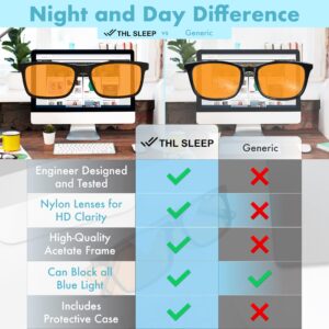 THL Blue Light Blocking Glasses for Better Sleep - 99.5% Blue Light Glasses for Women Men - Amber Orange Blue Blocker Glasses - Migraine Glasses - fl 41 Light Sensitivity Blue Light Blocker Glasses