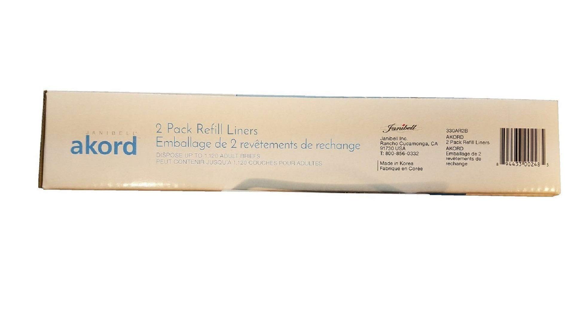 Akord 4-Pack Liner Refills For Janibell 330 Model Adult Diaper System (2 Packs in each of 2 Boxes)