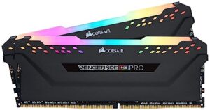 corsair vengeance rgb pro ddr4 32gb (2x16gb) 3200mhz cl16 intel xmp 2.0 icue compatible computer memory - black (cmw32gx4m2e3200c16)