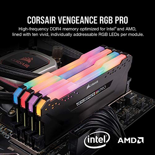 Corsair VENGEANCE RGB PRO DDR4 32GB (2x16GB) 3200MHz CL16 Intel XMP 2.0 iCUE Compatible Computer Memory - Black (CMW32GX4M2E3200C16)