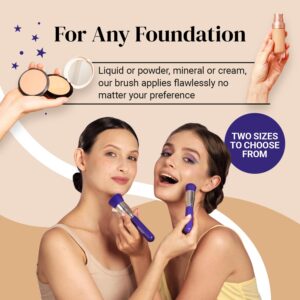 Foundation Brush Flat Top Kabuki By Keshima - Premium Foundation Brush for Liquid Makeup, Cream, and Powder - Buffing, Blending, and Face Brush (Regular Size, Neon Purple)