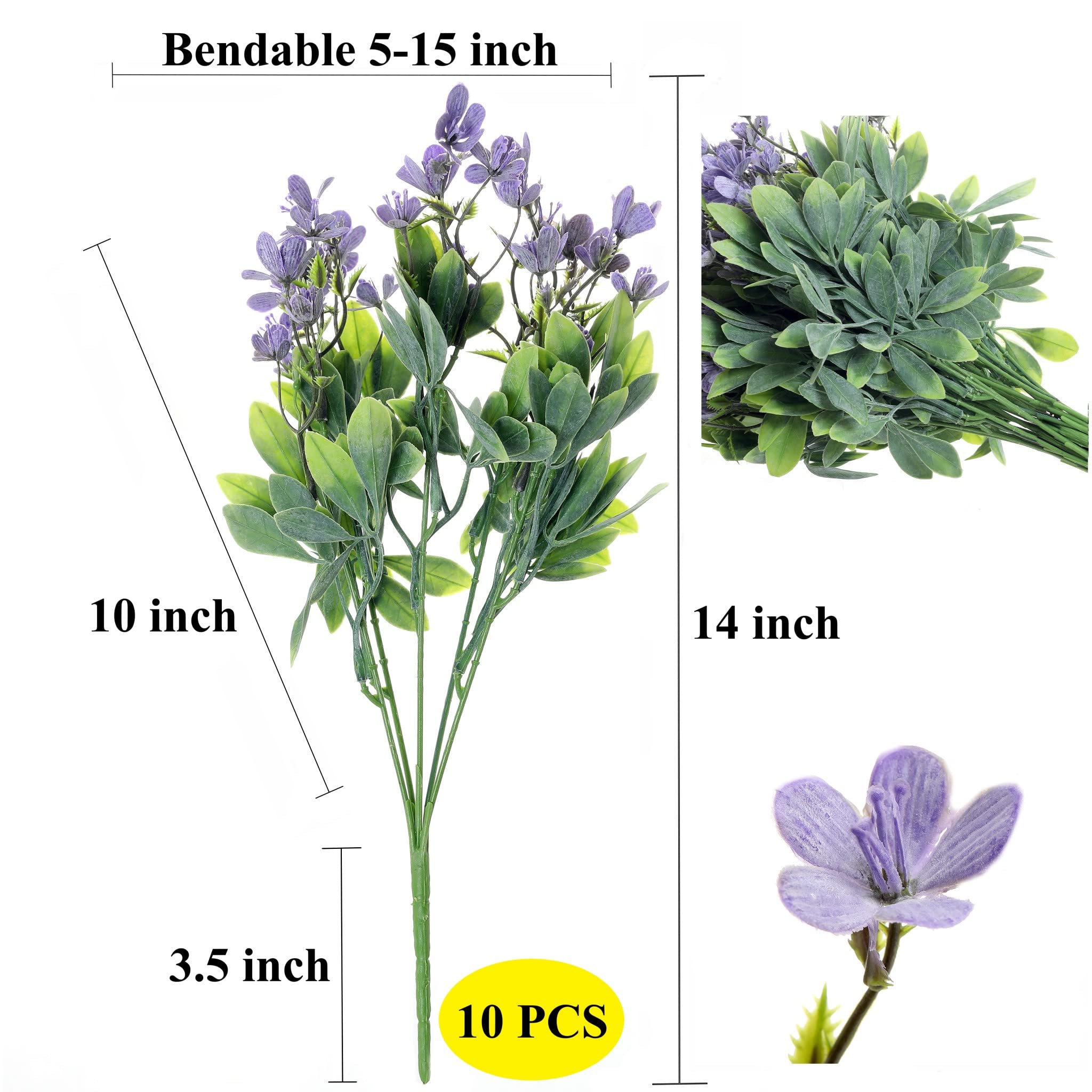 Grand Verde Wildflowers Artificial Flowers Plastic Bouquets Real Touch Faux Ranunculus DIY Home Decor Outdoors Garden Patio Balcony Wedding Decoration, Bulk 10pcs (Lilac)