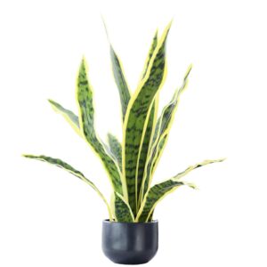 beebel artificial snake plant 22" fake sansevieria potted plants plastic greenery perfect faux agave plant for home garden office store decoration