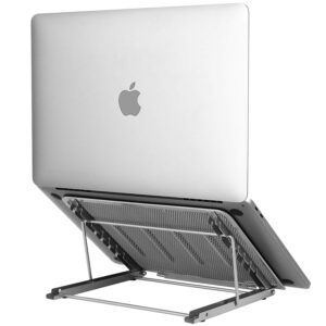 laptop stand upgraded, adjustable portable laptop holder for desk, aluminum ventilated notebook riser for macbook air pro, more 10-15.6 inches pc computer, tablet, ipad (silver)