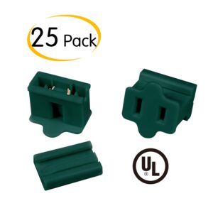 Holiday Christmas Lighting Outlet Female Green Slip Plug, Zip Plug, Vampire Plug, Gilbert Plug, 25 Pack (SPT-1)