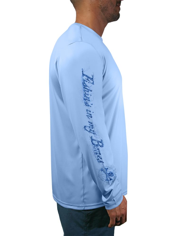 Rattlin Jack Men's Long Sleeve Fishing Shirt UV Protection Two Bass 3XL Blue