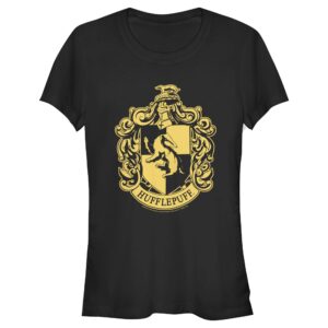 harry potter women's simple hufflepuff t-shirt, black, x-large