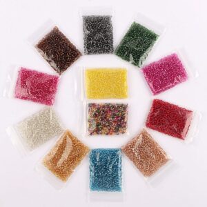 Glass Beads 2mm Tiny Seed Beads for Jewelry Making Approx 7200pcs(12colors/Pack 600pcs/color) (Multicolor)