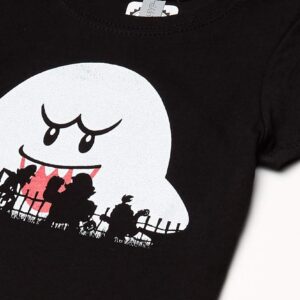 Nintendo Mario Halloween Silhouttes Girl's Solid Crew Tee Black