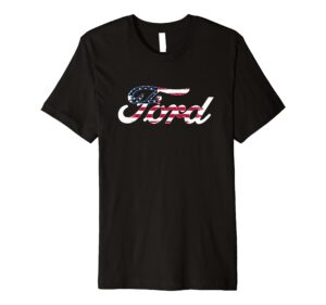 ford script american flag logo premium t-shirt