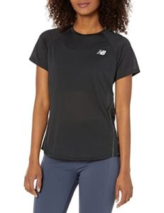 new balance women's impact run short sleeve, black , medium