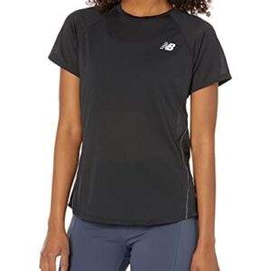 New Balance Women's Impact Run Short Sleeve, Black , Medium