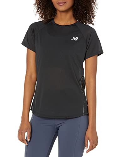 New Balance Women's Impact Run Short Sleeve, Black , Medium