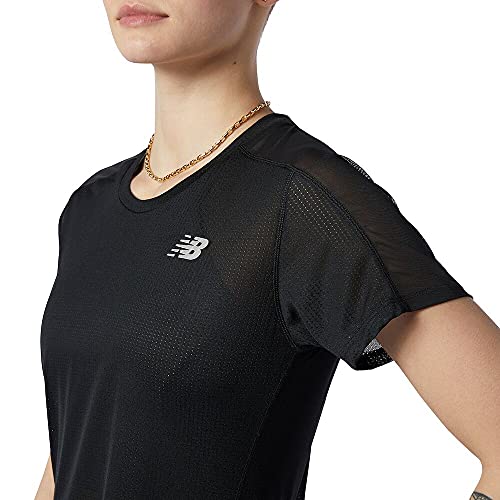 New Balance Women's Impact Run Short Sleeve, Black , Medium