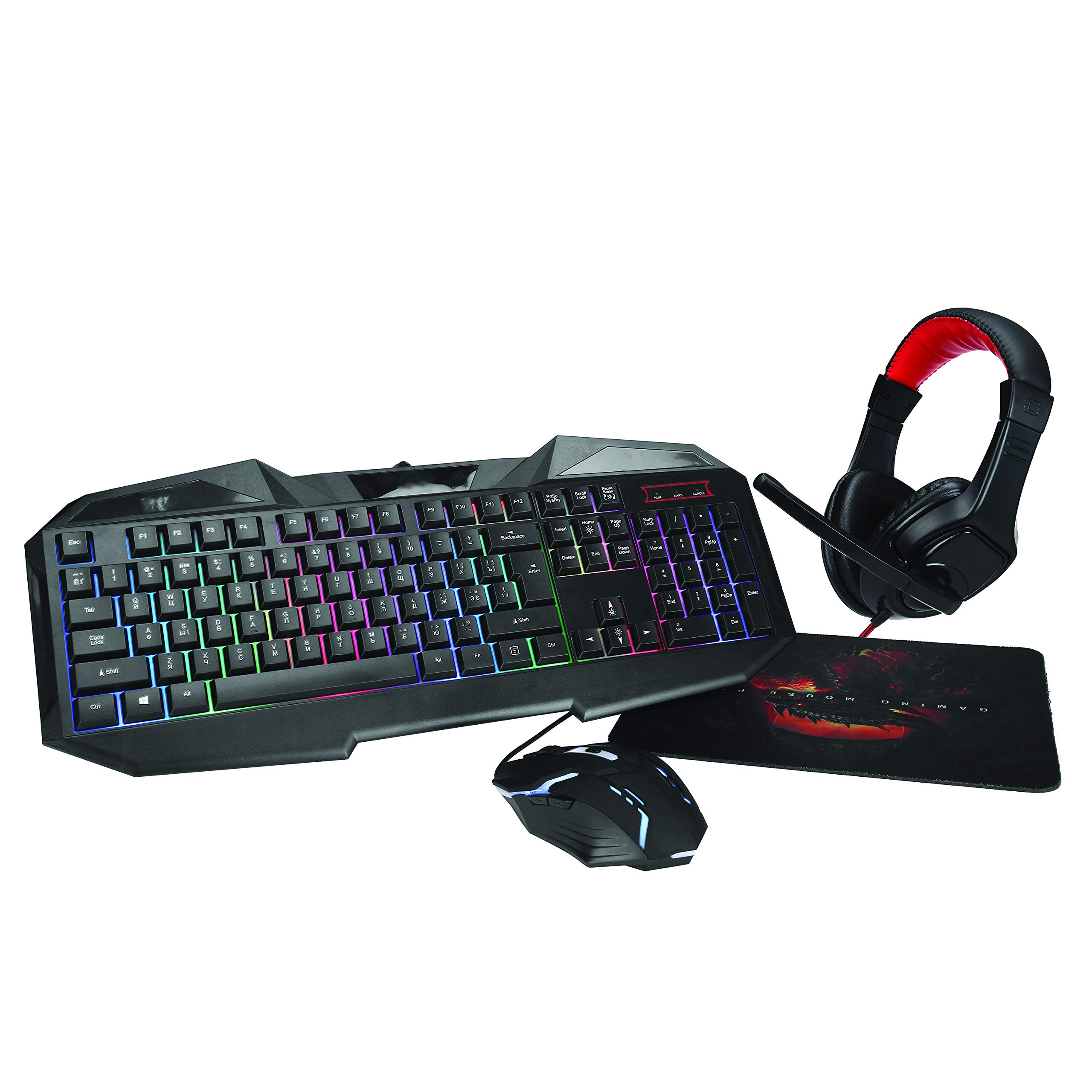 Supersonic SC-440GK 4 in 1 RGB Color Gaming Kit USB Gaming Keyboard, 6D Glowing Mouse, Mouse Pad and Headset Gaming Bundle for Gamer/Computer PC Game/PS4/PS5/XBox -Stylish & Durable Design