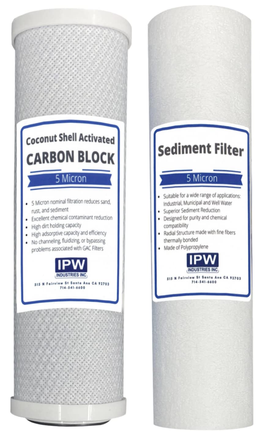 IPW Industries Inc. Reverse Osmosis (RO) 10" Replacement Filter Kit (Sediment, Carbon)