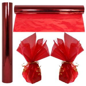 anapoliz cellophane wrap roll red | 100’ ft. long x 16” in. wide | 2.3 mil thick transparent red | gifts, baskets, treats, cellophane wrapping paper | colorful cello christmas, holiday color