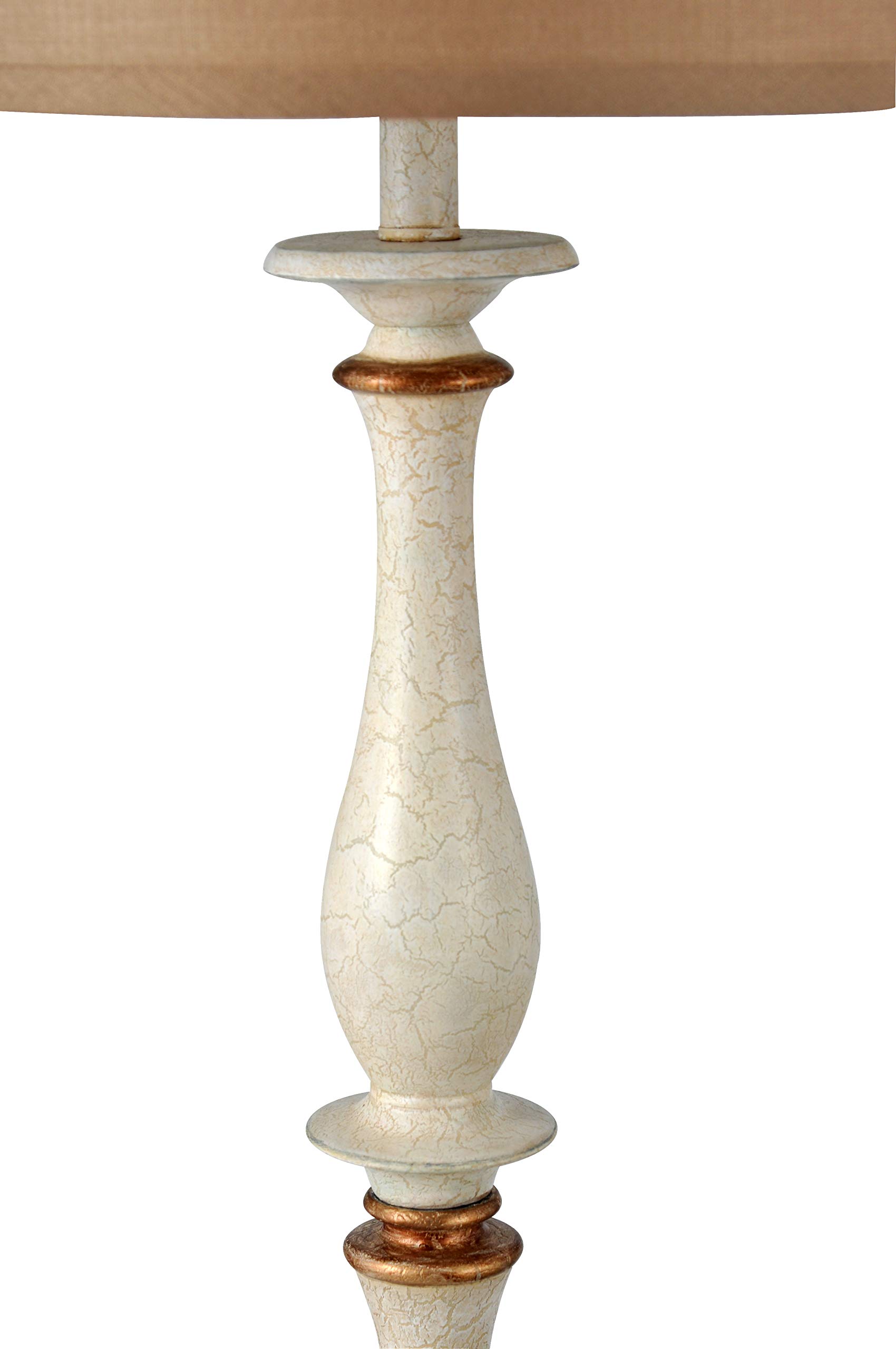 Collective Design L71520ADSAM Charlton, Crackled White and Gold Finish, Taupe Hardback Silk Shade Floor Lamp