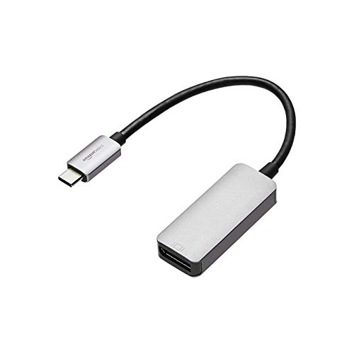 Amazon Basics Aluminium USB-C to DisplayPort Adapter (4K@60Hz), Thunderbolt 3 Compatible, Grey, 1.0 Count