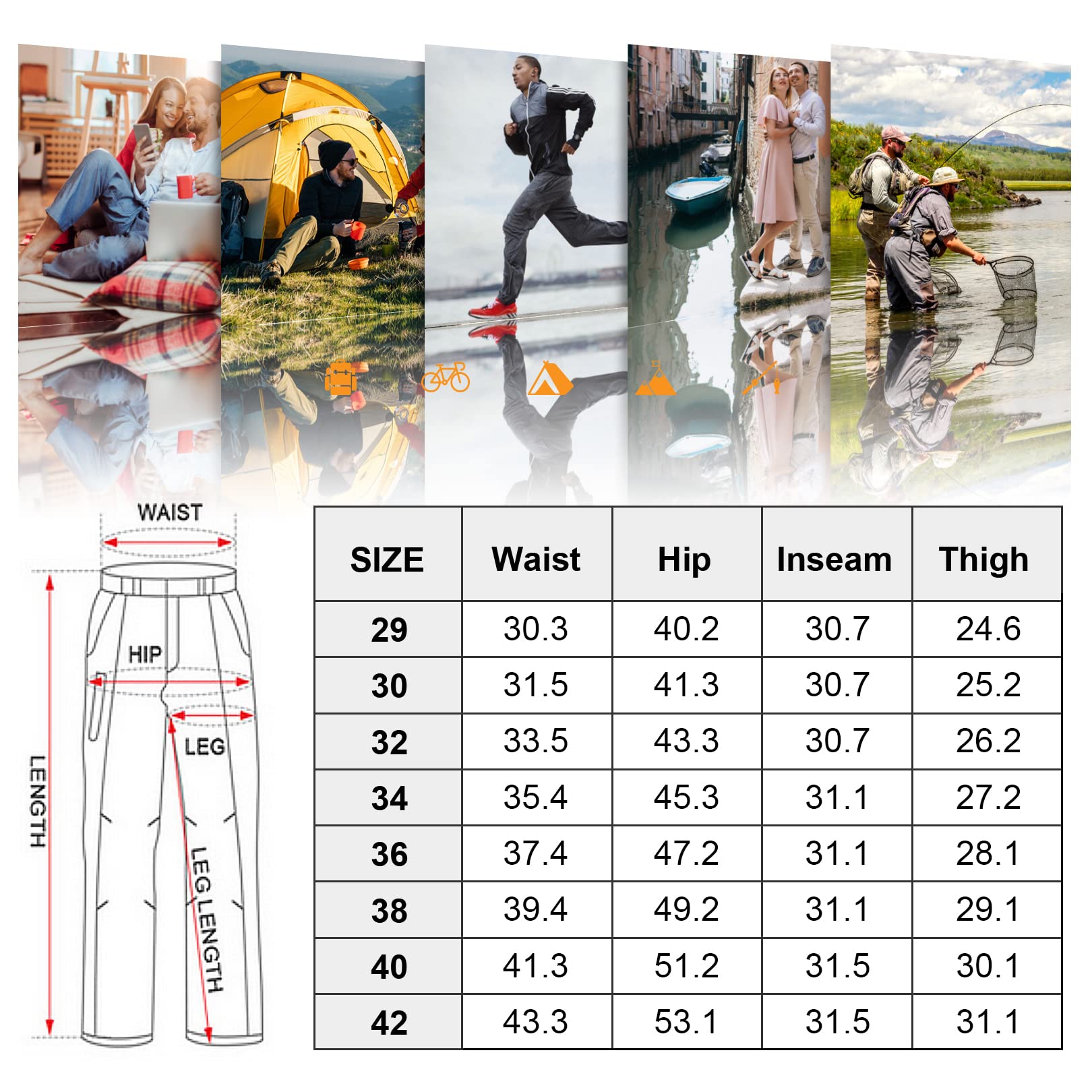 Mens Hiking Pants Convertible boy Scout Zip Off Shorts Lightweight Quick Dry Breathable Fishing Safari Pants,6101,Grey,40