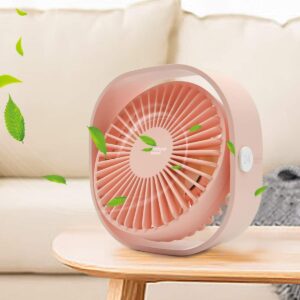 harpat mini usb desk fan 3 speed personal small desktop table quiet usb fan for home office car outdoor travel (pink)