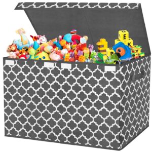 homyfort toy chest box for boys, girls, kids, large collapsible storage bins container with flip-top lid & divider for nursery, playroom, closet, stuffed animal, sturdy home organization, grey