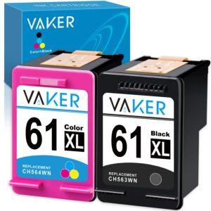 vaker remanufactured ink cartridge 61 replacement for hp 61xl 61 for hp envy 4500 5530 5534 5535 deskjet 1000 1055 1056 1010 1510 1512 2540 3050 officejet 2620 2621 4630 printer (1 black 1 tri-color)