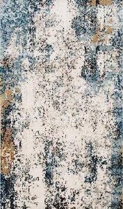 Loloi II Alchemy Collection ALC-05 Denim/Ivory, Contemporary 6'-7" x 9'-2" Area Rug