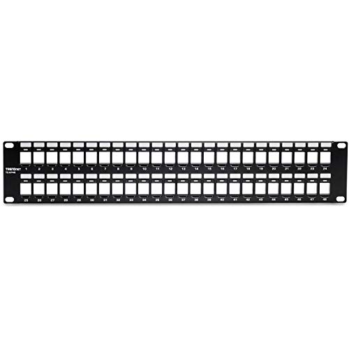 TRENDnet 48-Port Blank Keystone 2U HD Patch Panel, TC-KP48, 2U 19” Metal Rackmount Housing, HD Keystone Network Patch Panel, Recommended w/TC-K25C6 & TC-K50C6 Cat6 Keystone Jacks (Sold Separately)