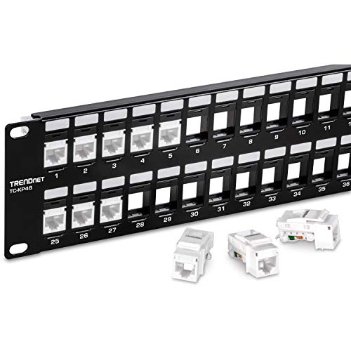 TRENDnet 48-Port Blank Keystone 2U HD Patch Panel, TC-KP48, 2U 19” Metal Rackmount Housing, HD Keystone Network Patch Panel, Recommended w/TC-K25C6 & TC-K50C6 Cat6 Keystone Jacks (Sold Separately)