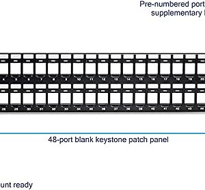 TRENDnet 48-Port Blank Keystone 2U HD Patch Panel, TC-KP48, 2U 19” Metal Rackmount Housing, HD Keystone Network Patch Panel, Recommended w/TC-K25C6 & TC-K50C6 Cat6 Keystone Jacks (Sold Separately)