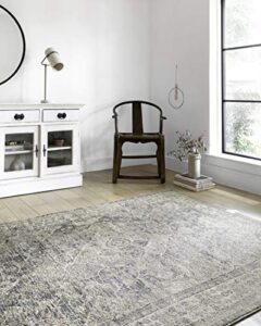 loloi ii teagan collection tea-04 sky / natural 7'-11" x 10'-6", .25" thick, area rug, soft, durable, neutral, woven, low pile, non-shedding, easy clean, living room rug