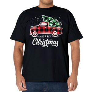 Vintage Style Farm Red Truck with Christmas Tree T-Shirt