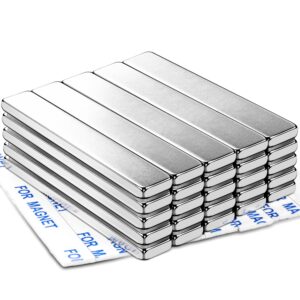 strong magnet - 25 pack neodymium bar magnets, powerful rare earth magnets - industrial strength ndfeb magnet set for fridge, diy, crafts - 60 x 10 x 3 mm