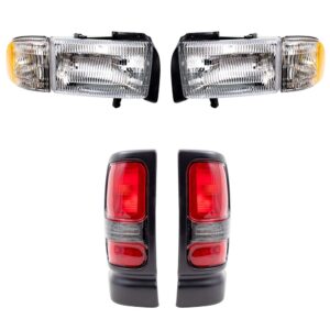 brock replacement set headlights with corner lamp and tail lights smoked back up lens
