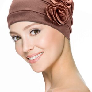 6 Pieces Women Turban Flower Caps Vintage Beanie Headscarf Elastic Headwrap Hat