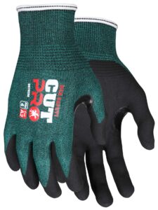 mcr safety 96782m cut pro 18 gauge hypermax work glove, cut protection glove, nitrile coated palm & fingertips, thumb crotch, medium
