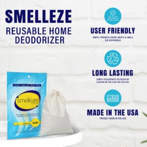 SMELLEZE Reusable Home Smell Removal Deodorizer Pouch - Natural Odor Eliminator for Home, Rids Stinky Odor Without Harmful Fragrances in 100 Sq. Ft.