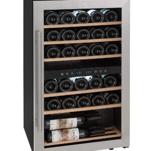 Kalorik WCL 44446 SS Cooler 29-Bottle Dual-Zone Compressor Wine Cellar, Stainless Steel, Black Body